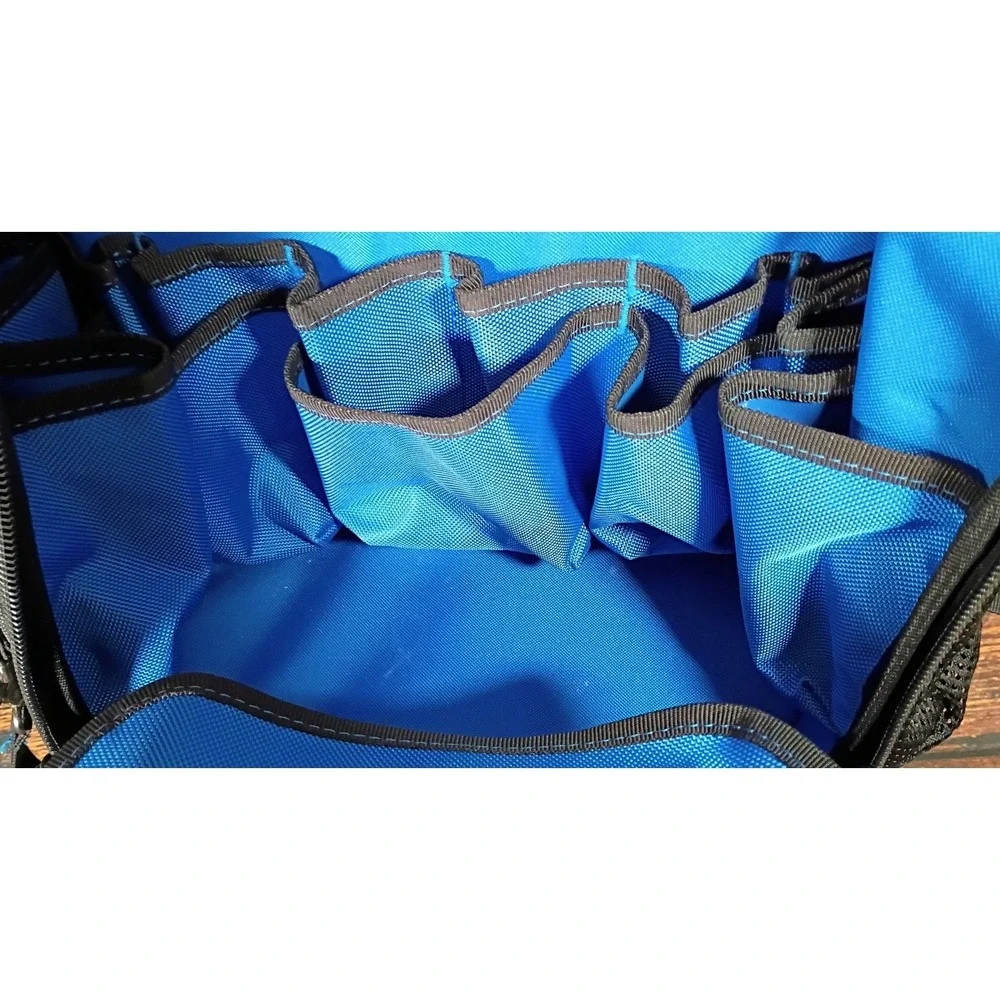 Kobalt Heavy Duty Tool Backpack Black Blue Molded Base Multi Pocket Organizer